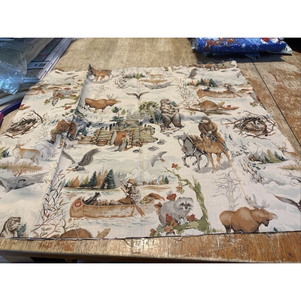 1997 Alexander Henry WILD RIVER  Fabric River Bear Elk Log Cabin Quilting 1/2 Yd